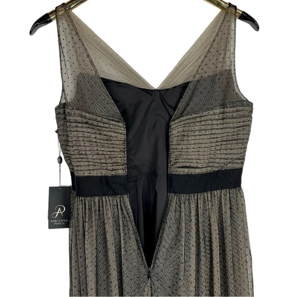 ADRIANNA PAPELL AP1E202268 HIGH LOW GLITTER PIN DOT RUCHED COCKTAIL DRESS - Picture 8 of 16